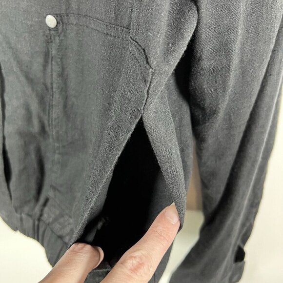 Prana Black‎ Button Up Light Weight Hemp Jacket Women’s Size Large Collared - Picture 6 of 9